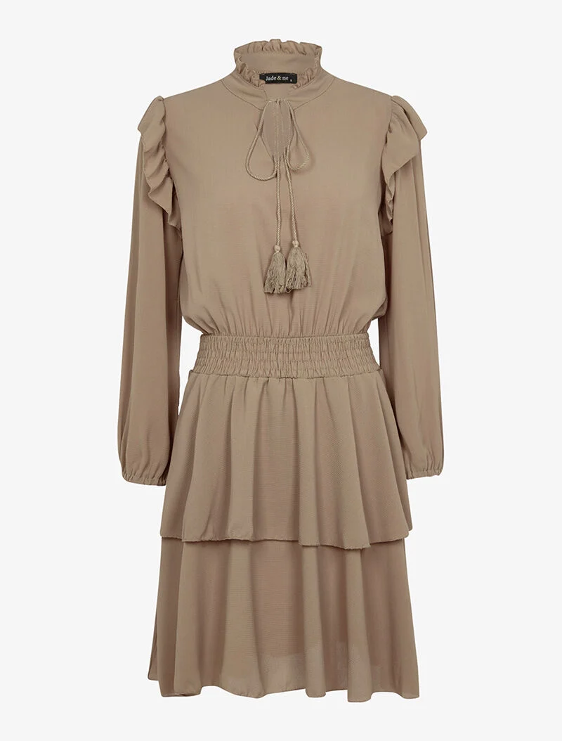 Robe bouffante à volants - taupe