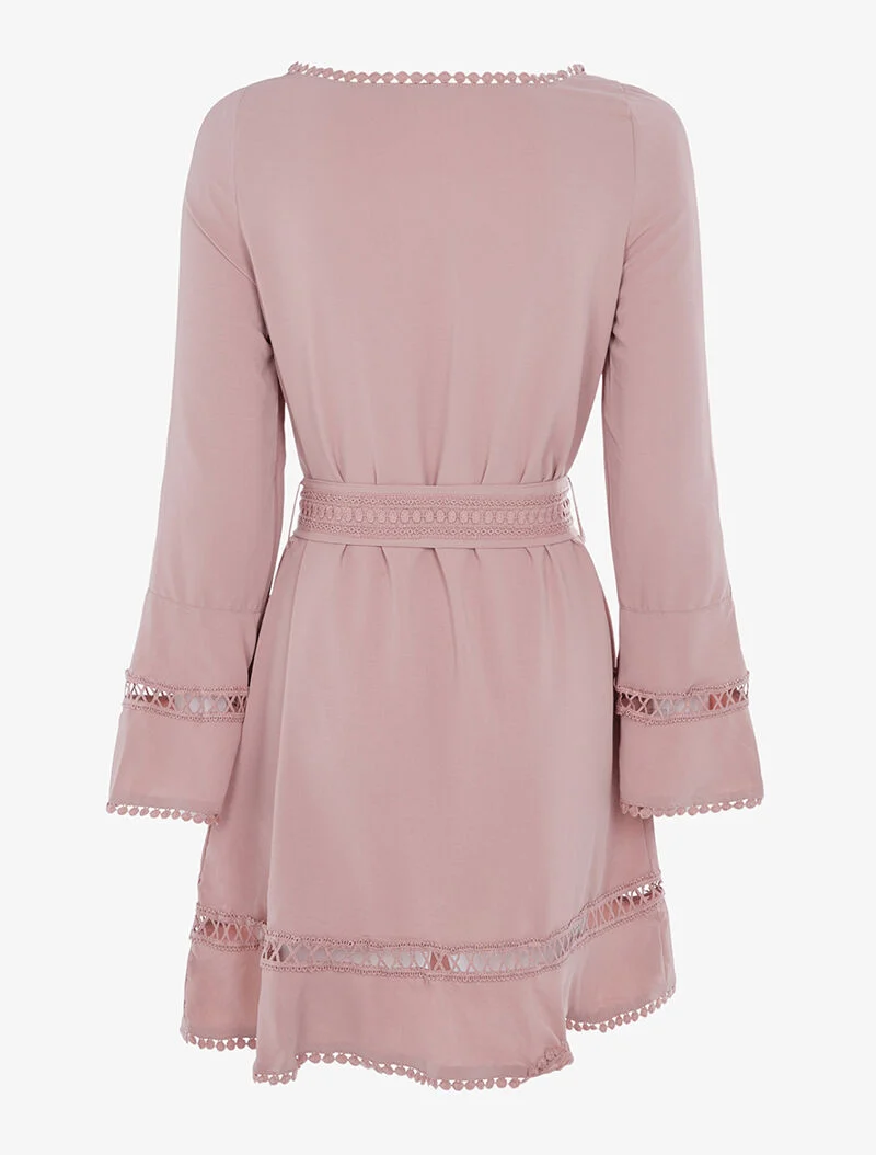 Robe droite en crochet - rose