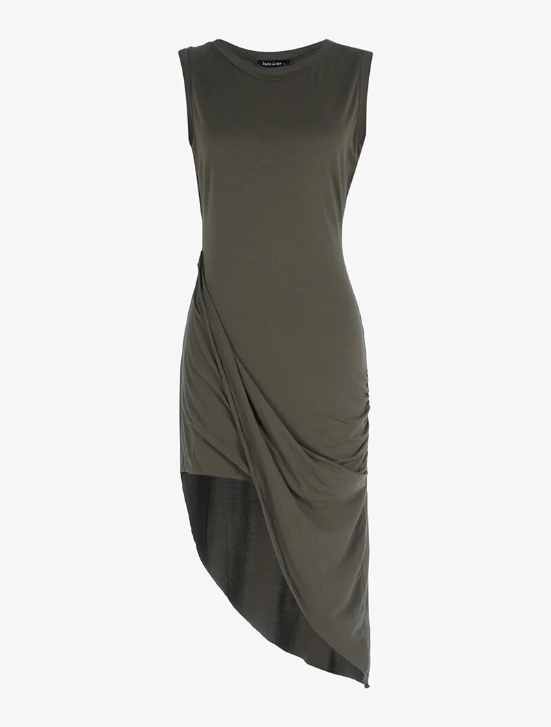 Robe coupe asymétrique - kaki