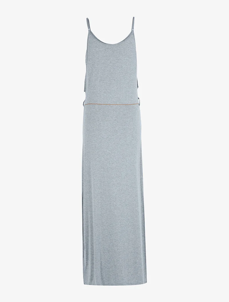 Robe à décolleté frangé - gris clair