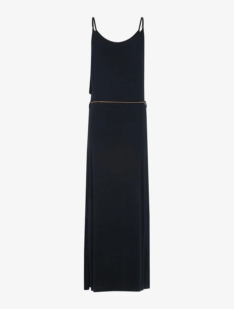Robe à décolleté frangé - noir