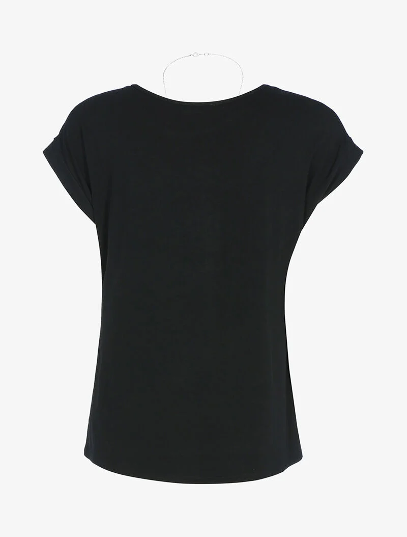 Top fluide avec sautoir - noir