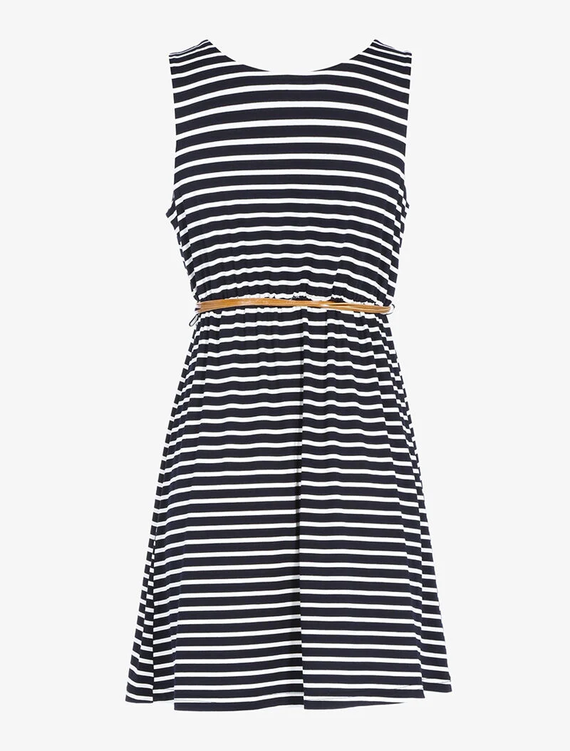 Robe à imprimé style marinière - blanc/marine