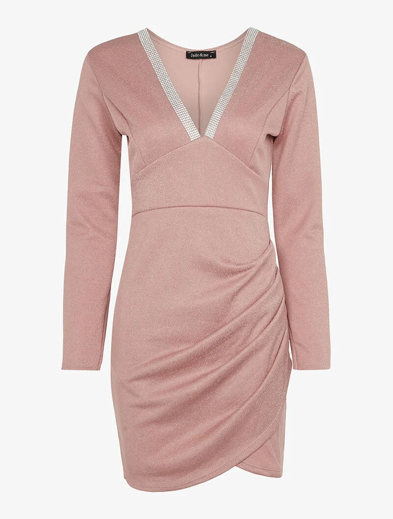 Robe scintillante à décolleté à strass - rose