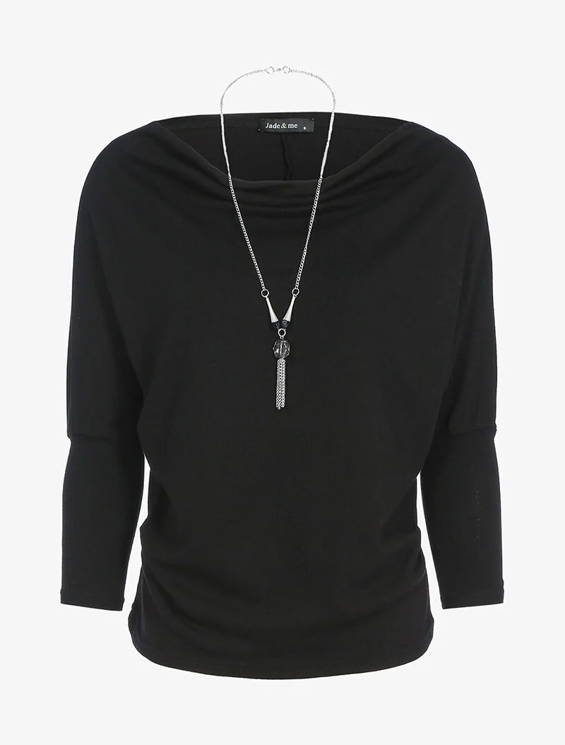 Top encolure coupe bateau ajustable - noir