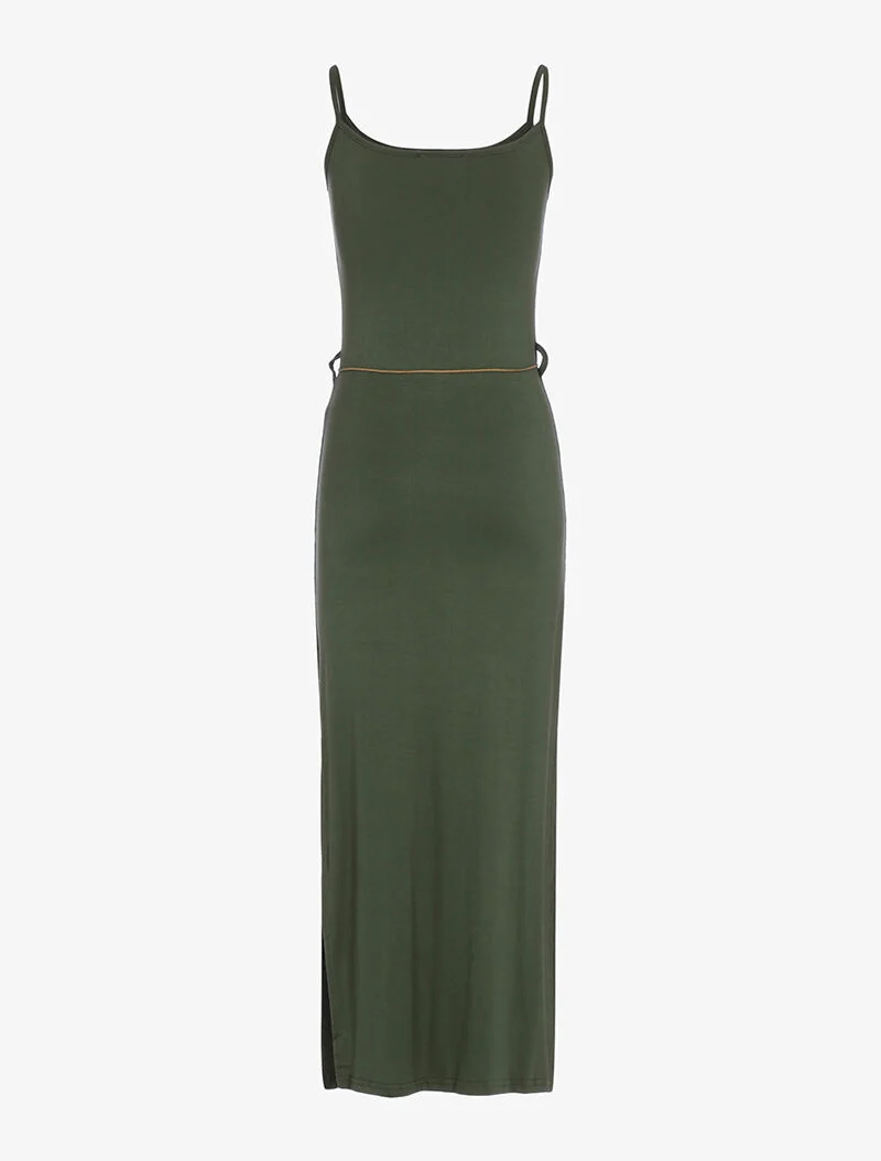 Robe longue à côtés fendus - kaki