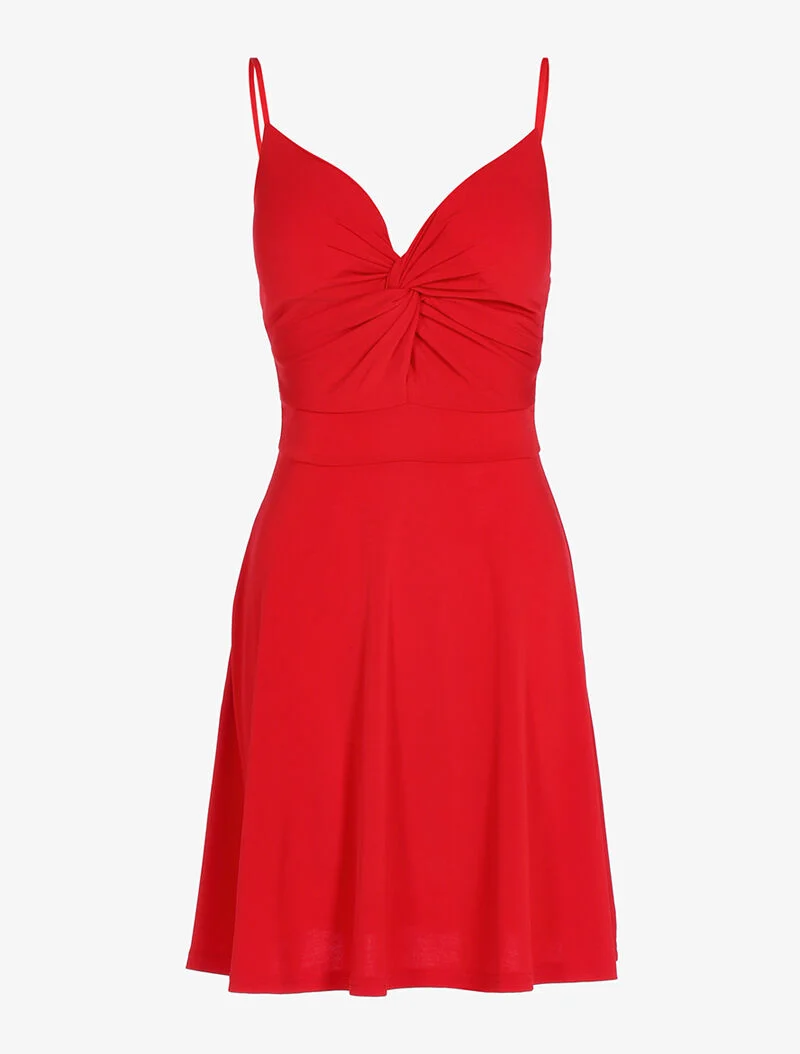 Robe à décolleté coeur torsadée - rouge