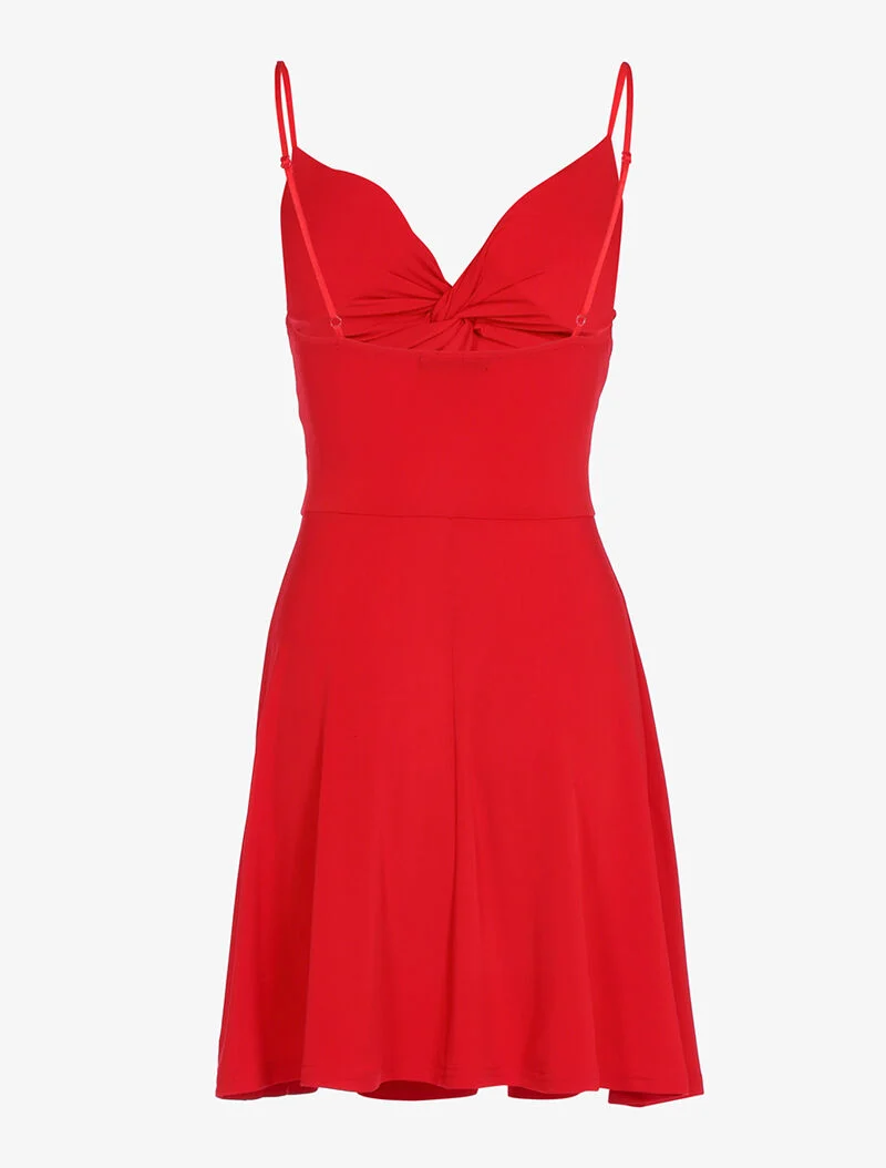 Robe à décolleté coeur torsadée - rouge