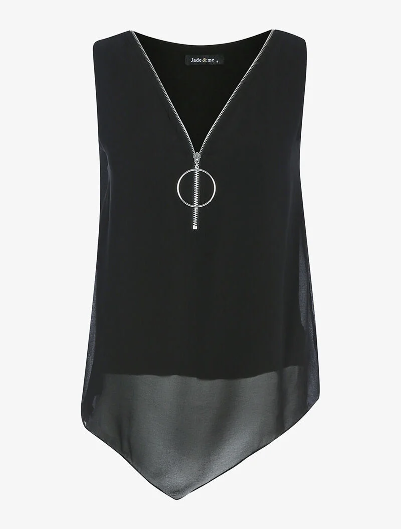 Top à décolleté zippé - noir