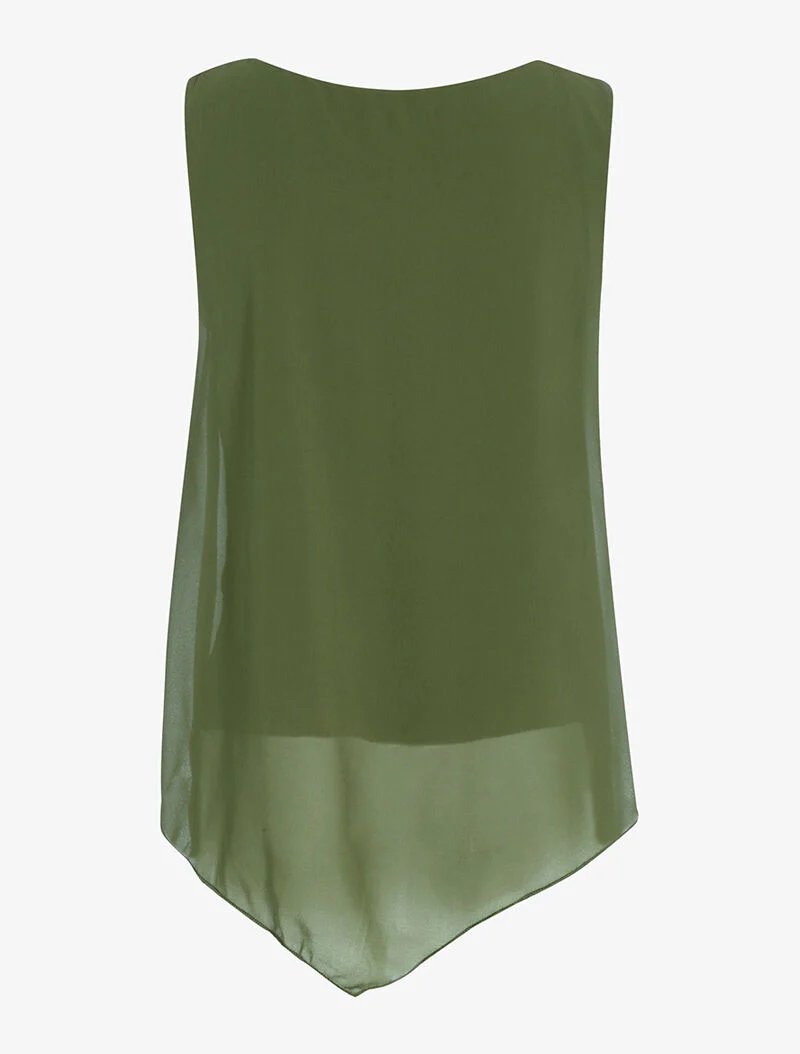 Top à décolleté zippé - kaki