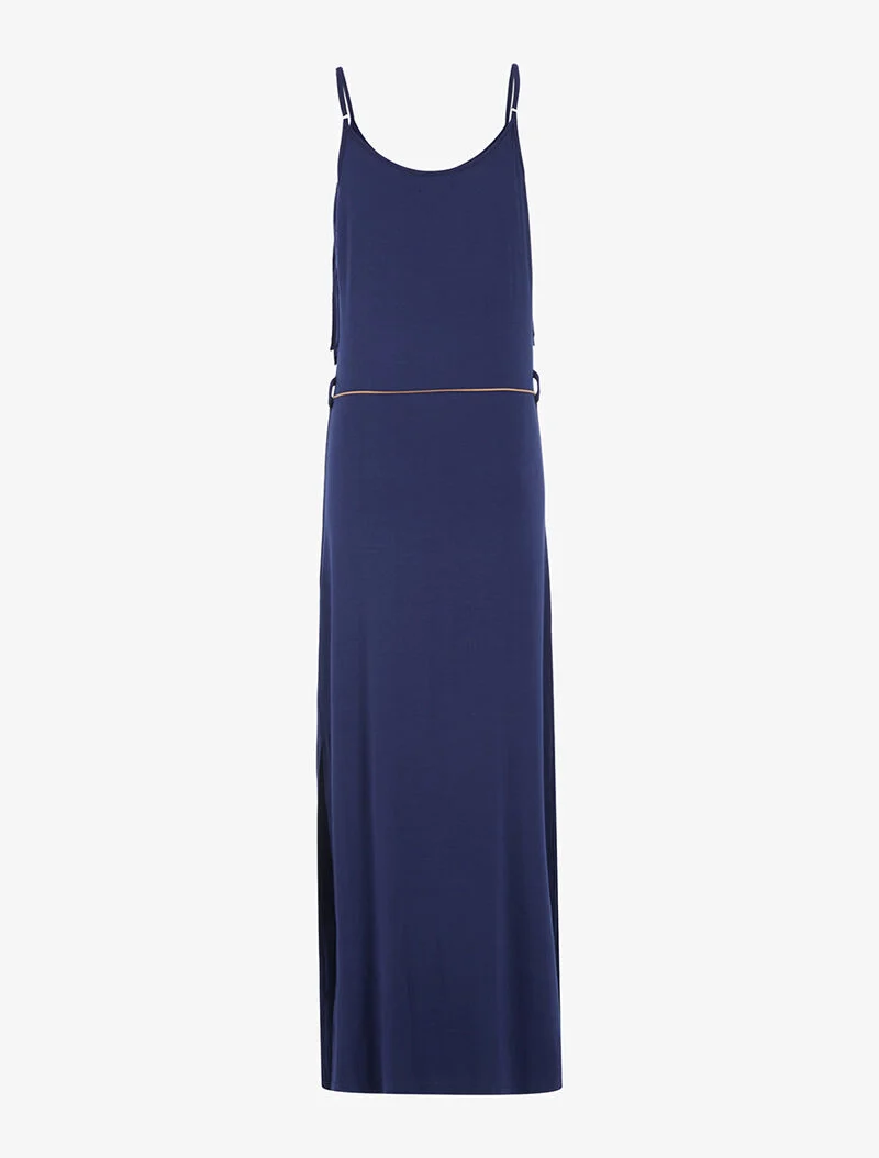 Robe à décolleté frangé - marine
