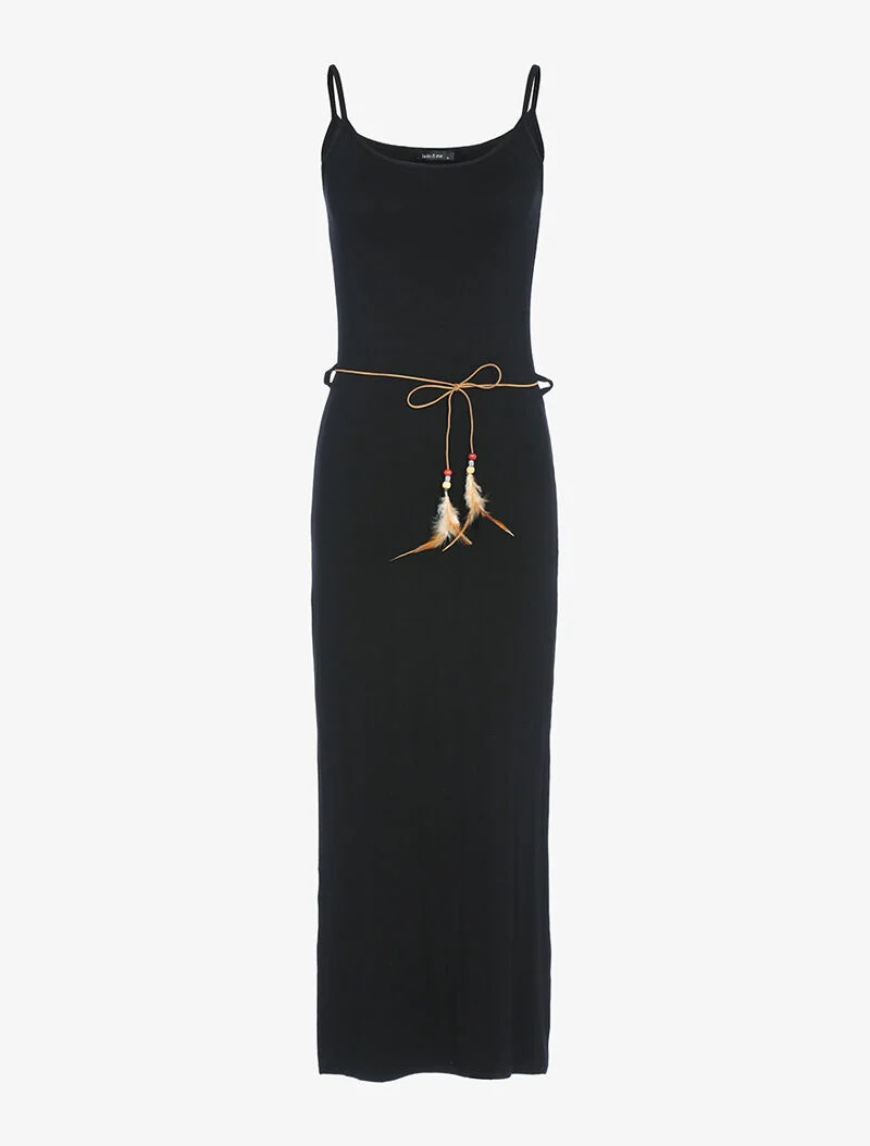 Robe longue à côtés fendus - noir