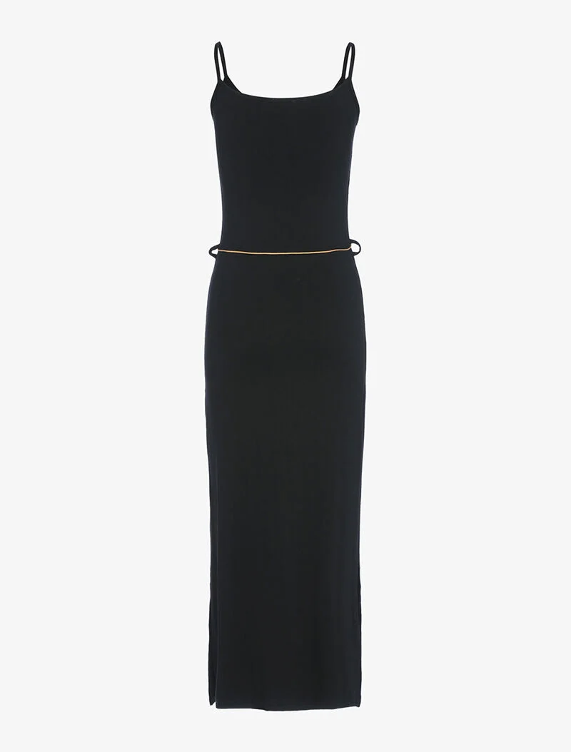 Robe longue à côtés fendus - noir