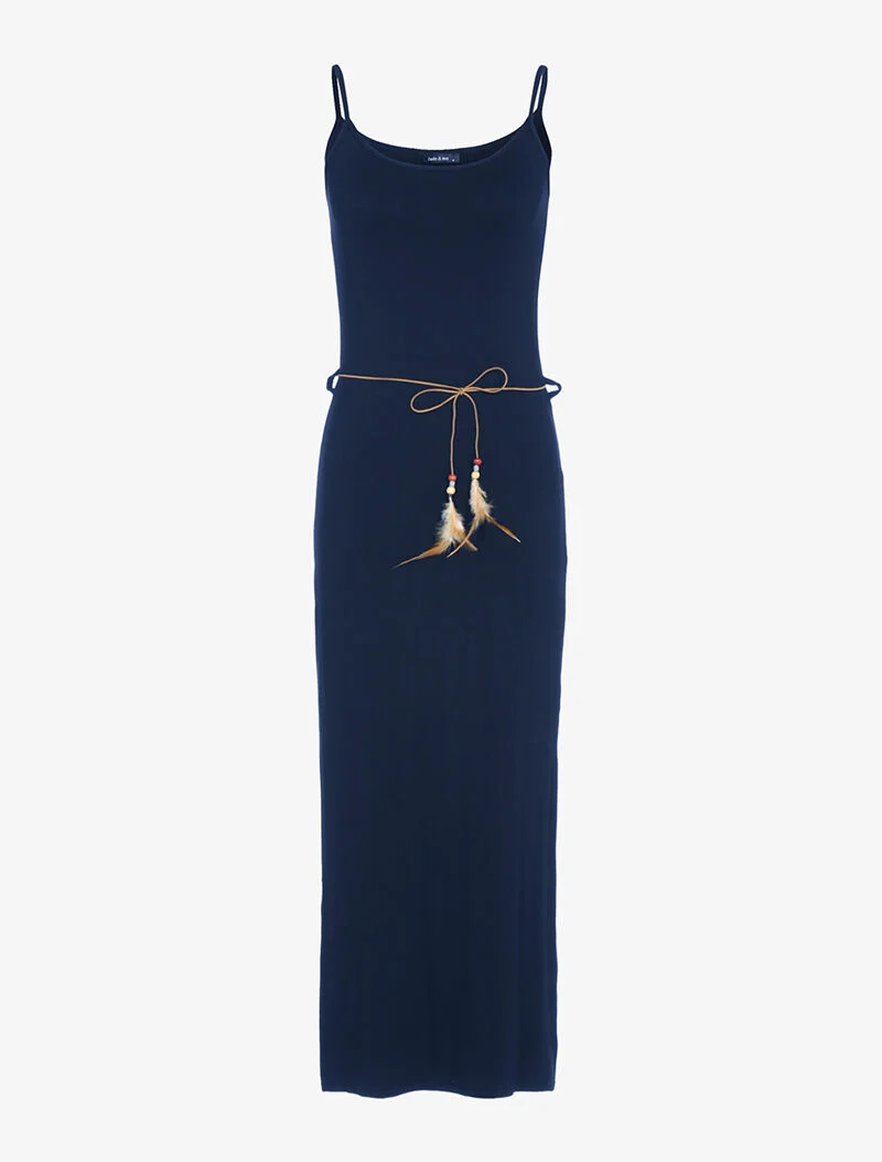 Robe longue à côtés fendus - marine