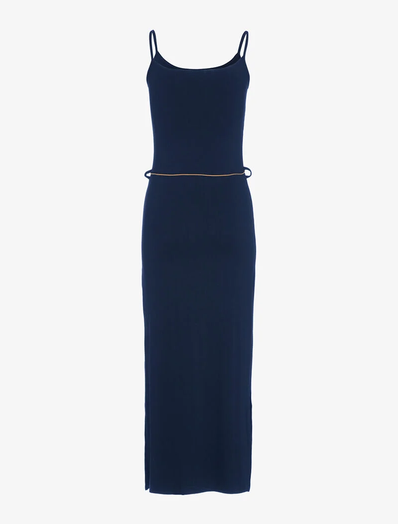Robe longue à côtés fendus - marine