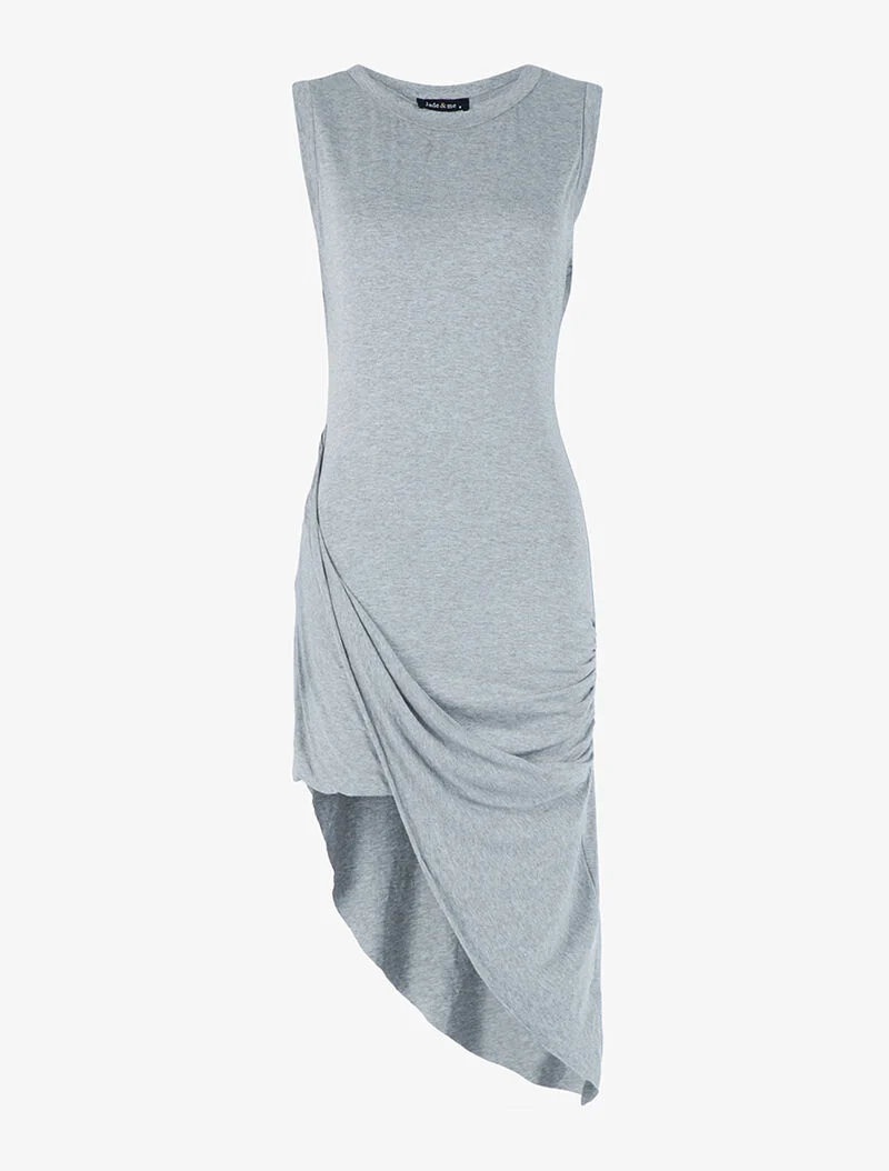 Robe coupe asymétrique - gris clair