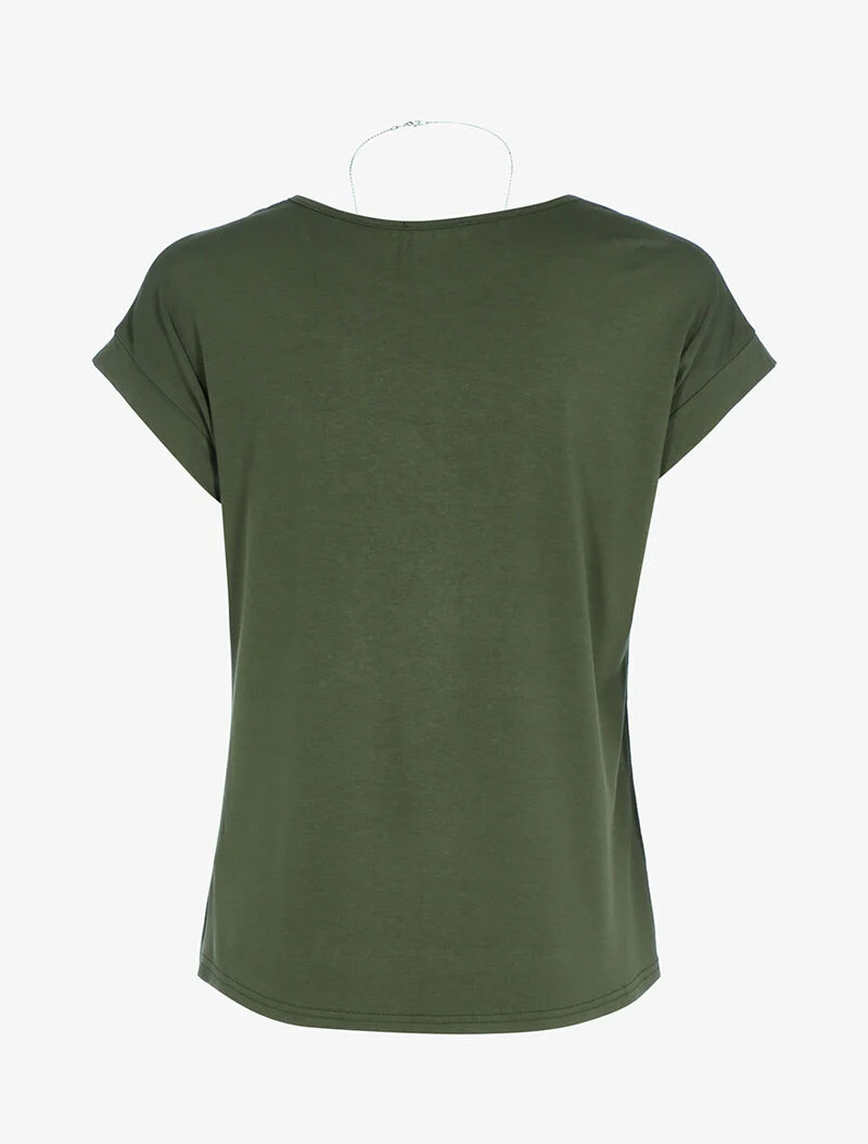 Top fluide avec sautoir - kaki