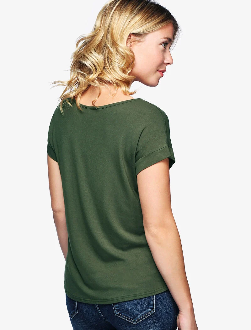Top fluide avec sautoir - kaki