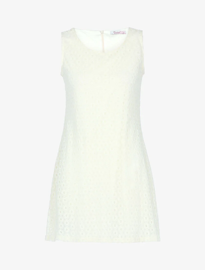 Robe en tulle à ronds graphiques - beige