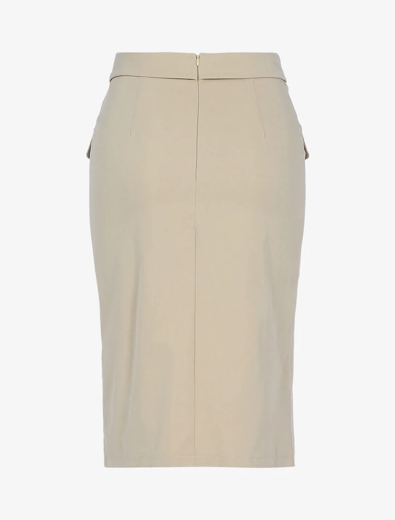 Jupe crayon à taille empiécée - beige