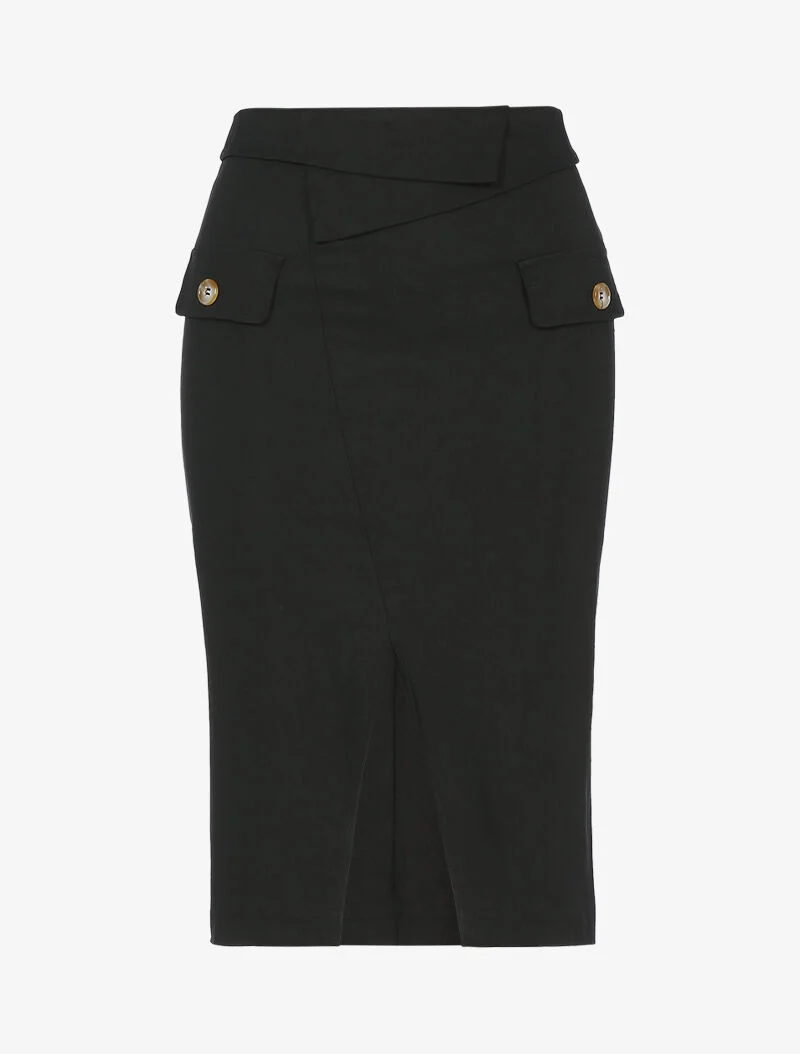 Jupe crayon à taille empiécée - noir
