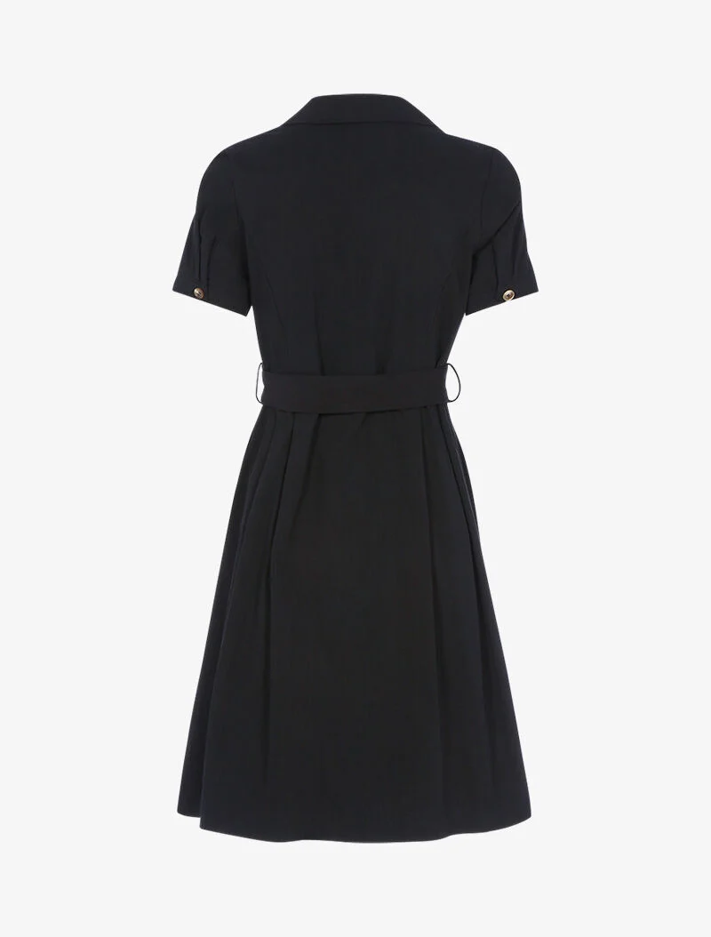 Robe patineuse à boutons contrastants - noir