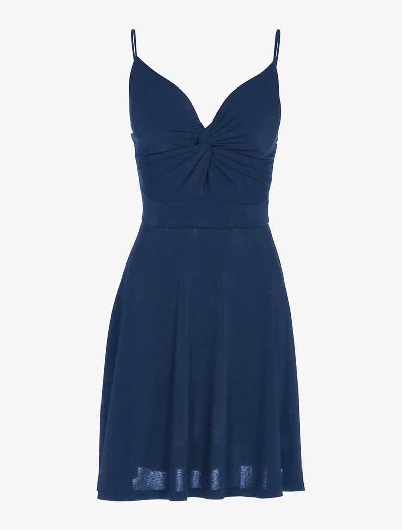 Robe à décolleté coeur torsadée - marine