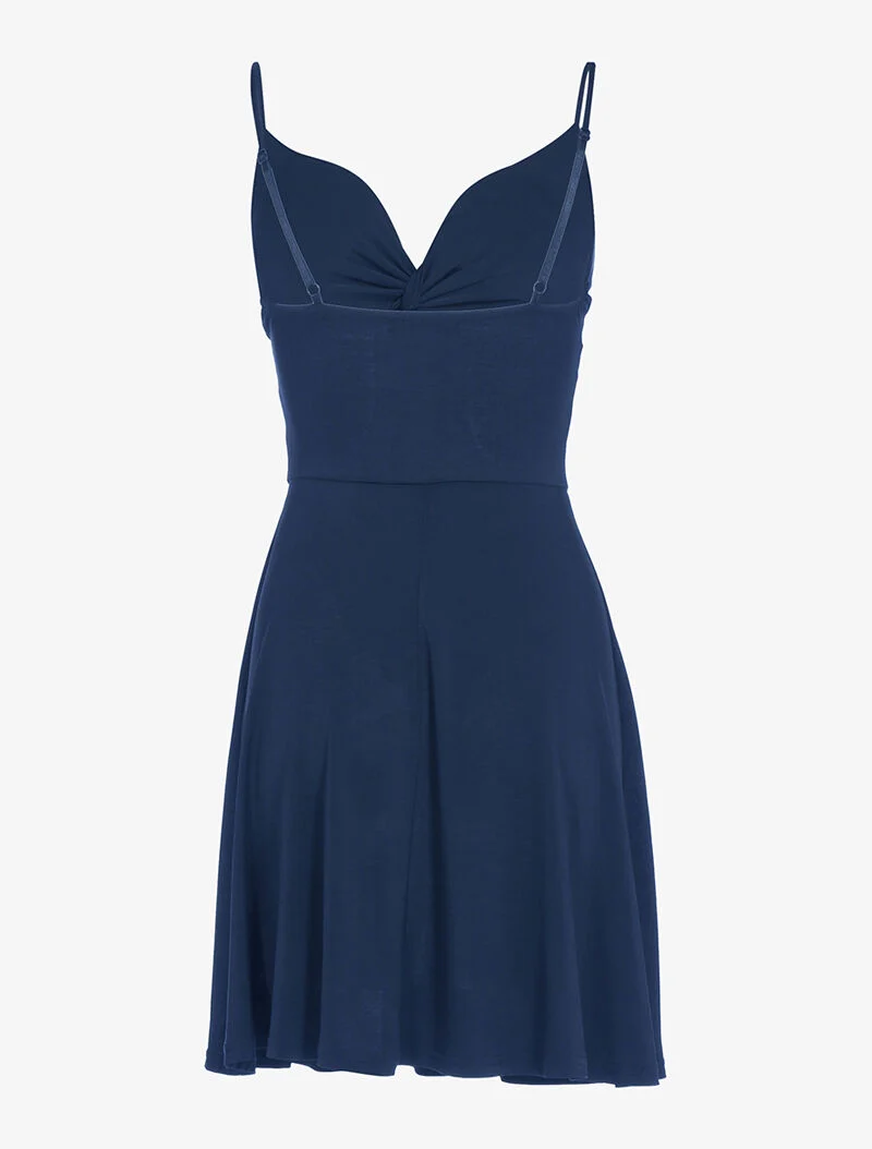 Robe à décolleté coeur torsadée - marine