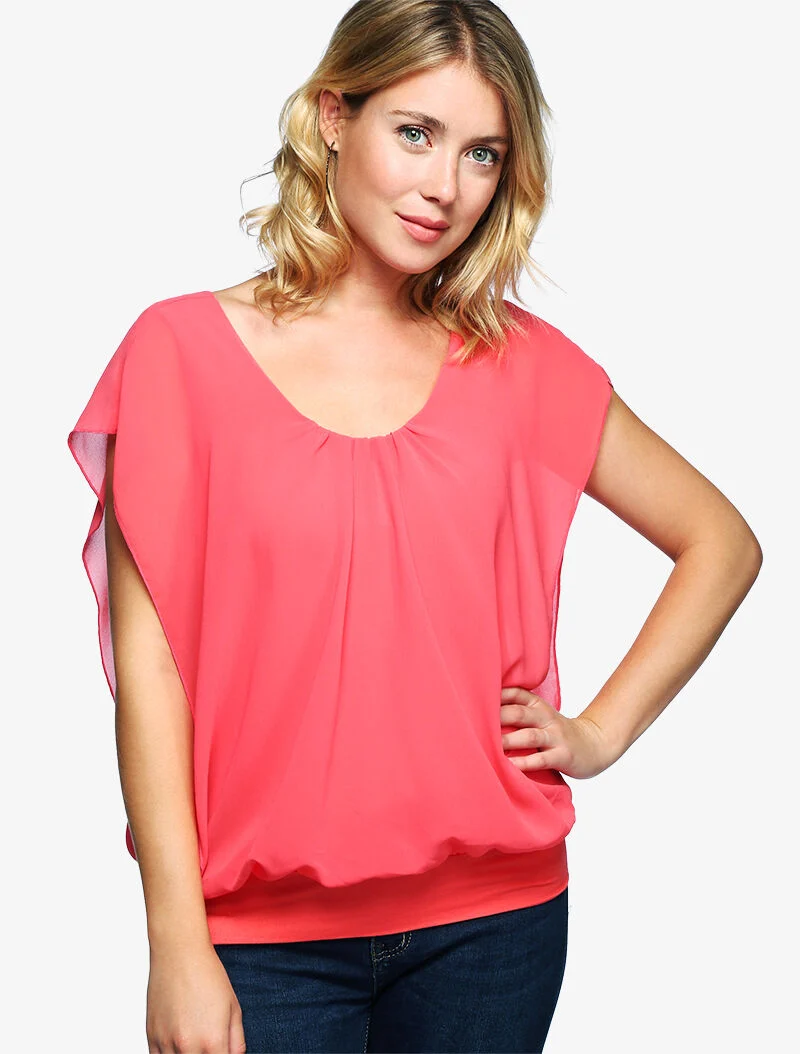 Top ample coupe boule - corail