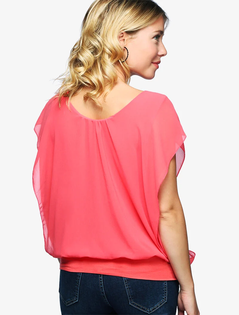 Top ample coupe boule - corail