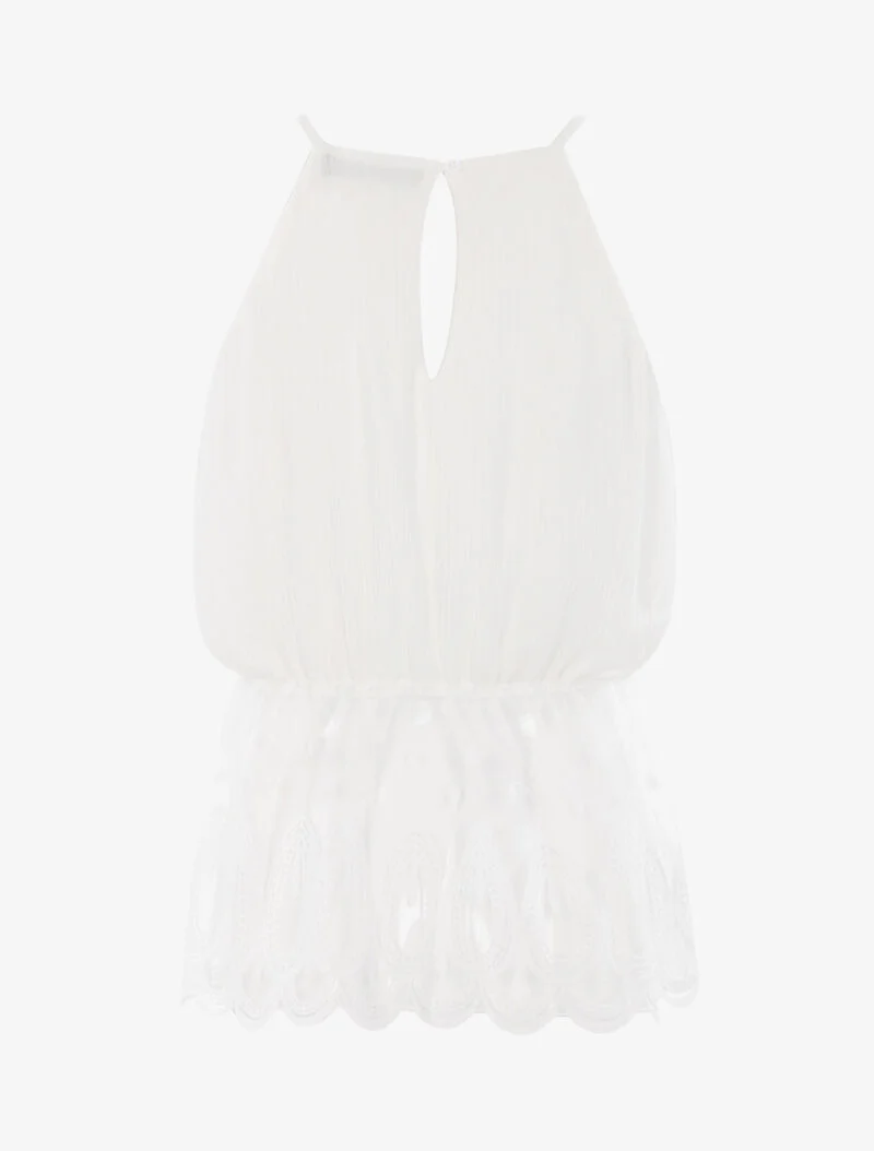 Top coupe boule à détails crochet - blanc