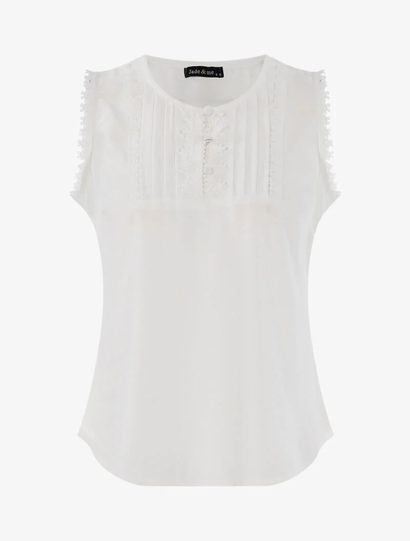 Top à détails plissés et crochet - blanc