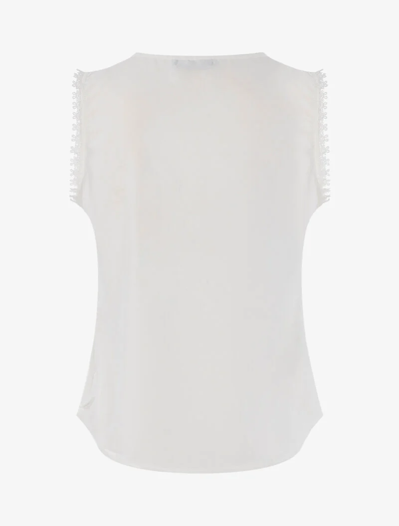 Top à détails plissés et crochet - blanc
