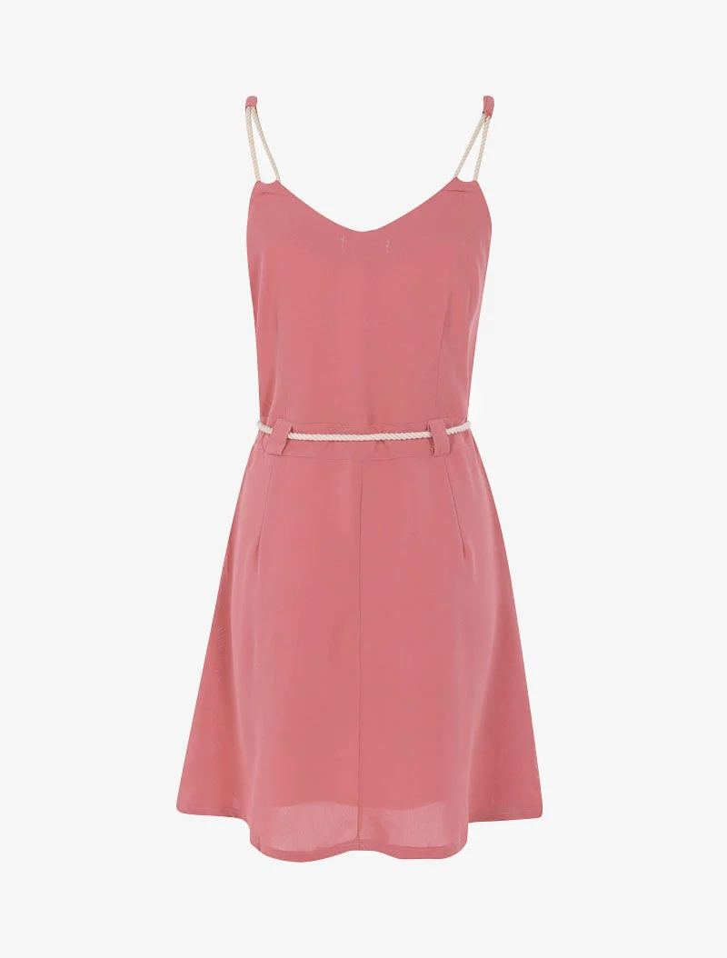 Robe à bretelles style cordes - rose