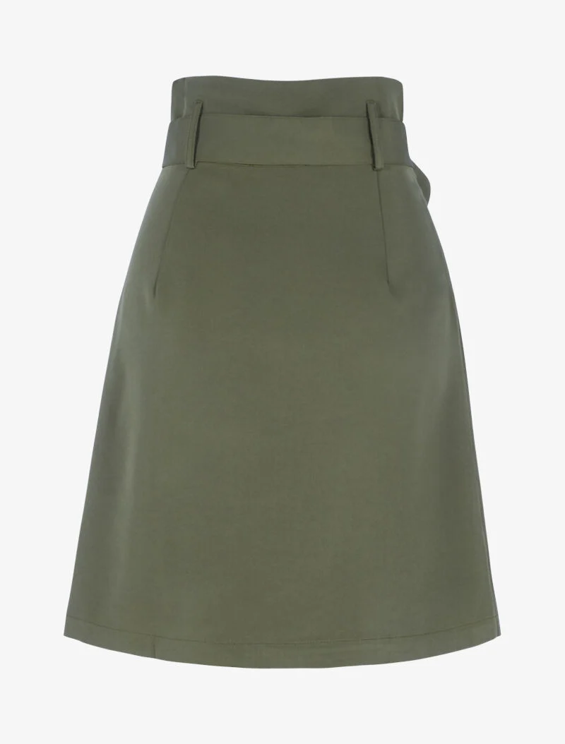Jupe unie coupe trapèze taille haute - kaki