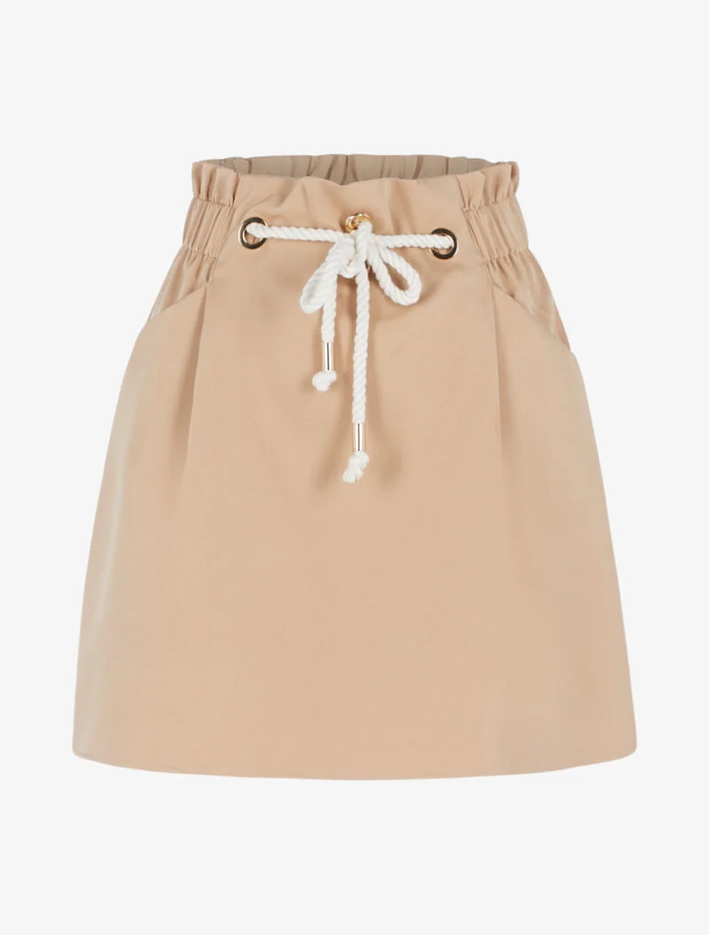 Jupe unie à cordon décoratif - beige