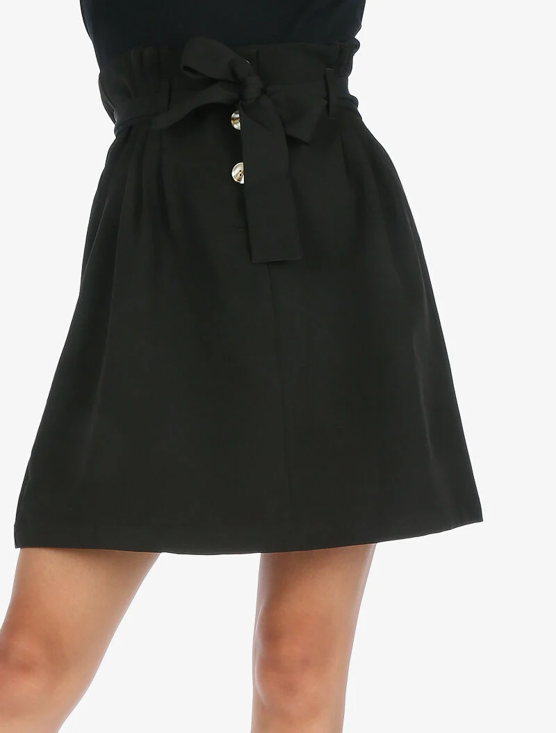Jupe taille haute paper bag - noir
