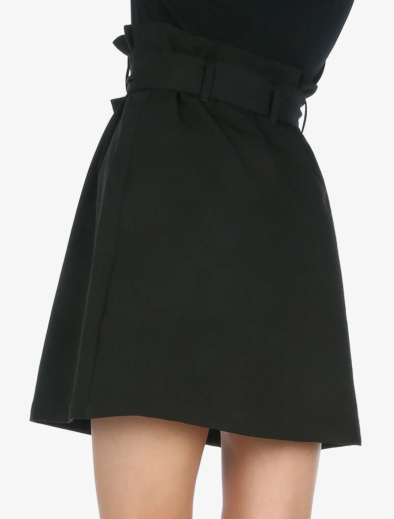 Jupe taille haute paper bag - noir