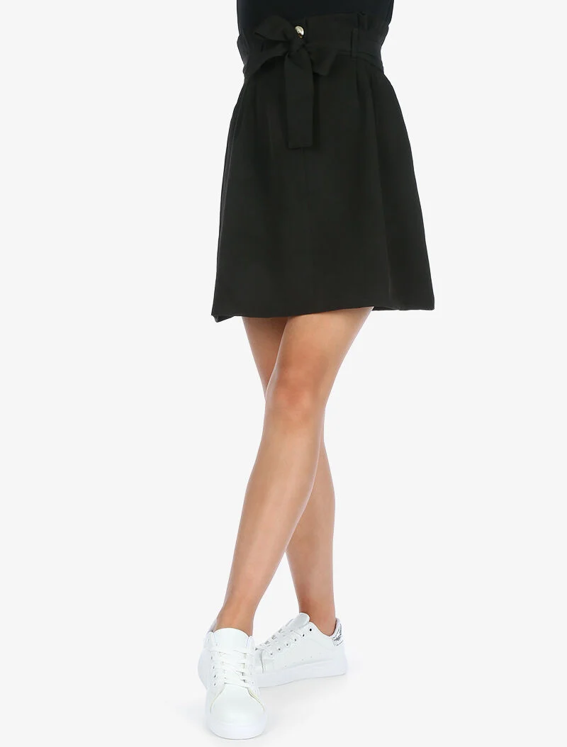 Jupe taille haute paper bag - noir