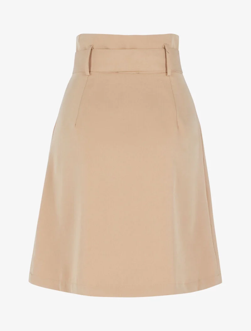 Jupe unie coupe trapèze taille haute - beige foncé