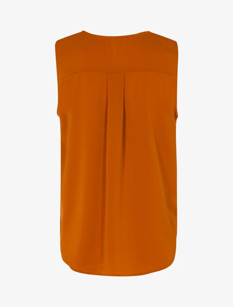 Blouse cache-coeur satiné à dos long - rouille