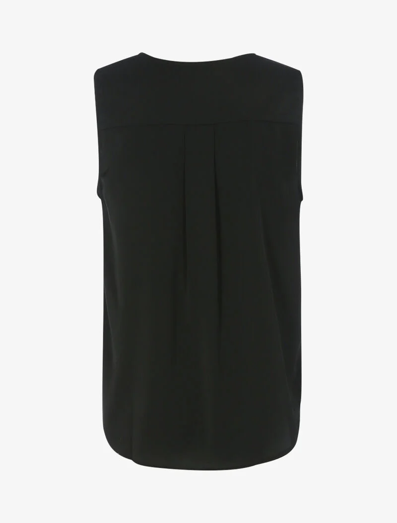 Blouse cache-coeur satiné à dos long - noir