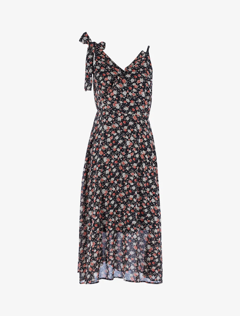 Robe longue à bretelles dépareillées - noir