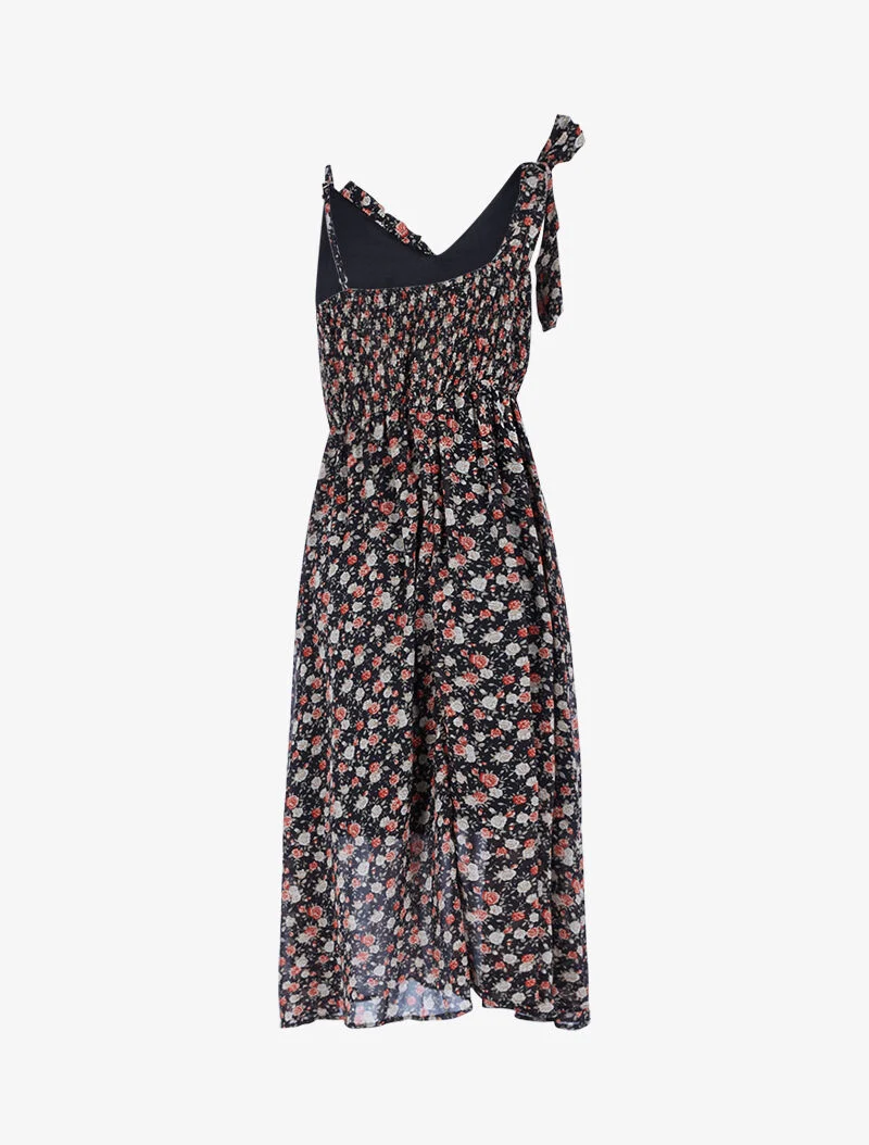 Robe longue à bretelles dépareillées - noir