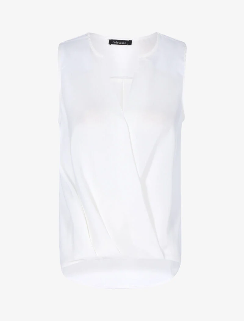 Blouse cache-coeur satiné à dos long - blanc