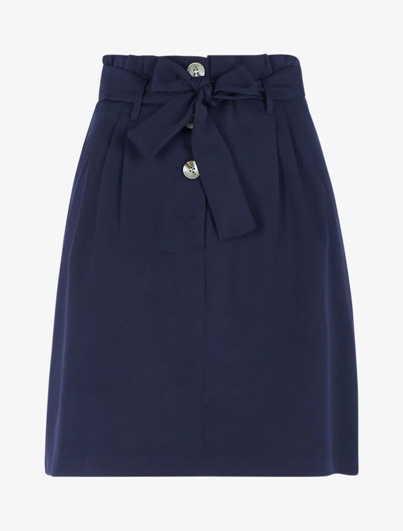 Jupe taille haute paper bag - bleu nuit