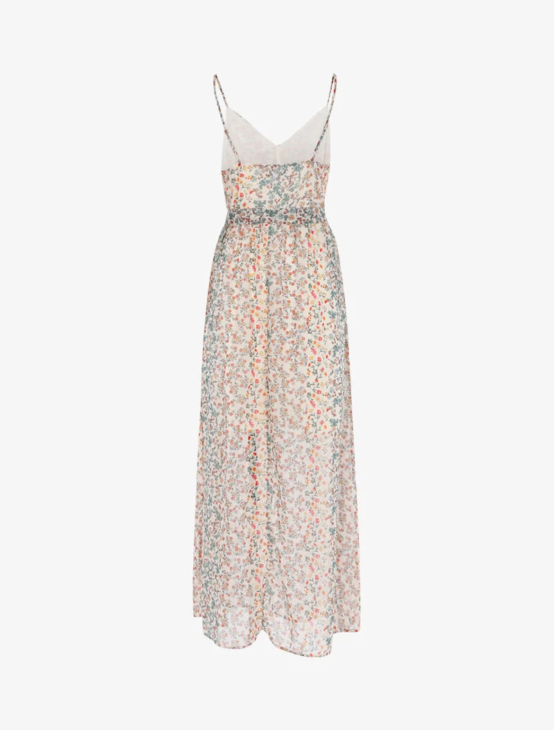 Robe longue à imprimé floral - beige