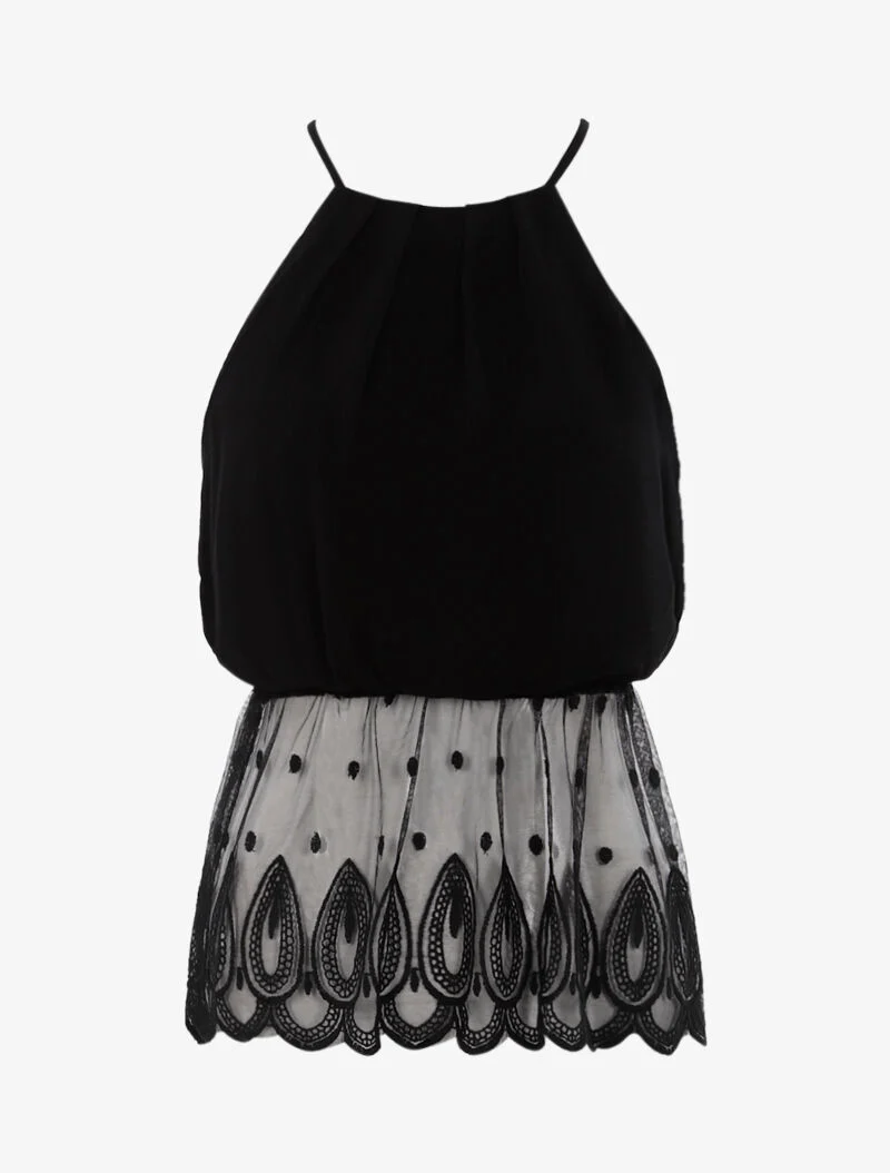 Top coupe boule à détails crochet - noir