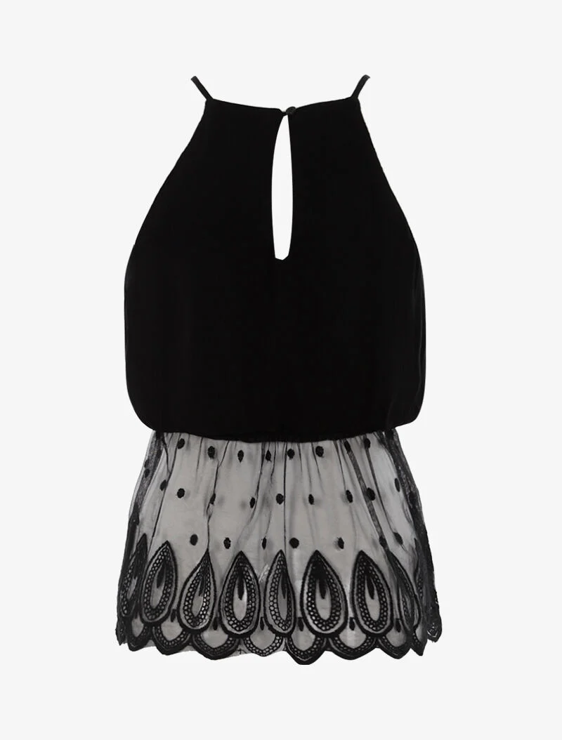 Top coupe boule à détails crochet - noir