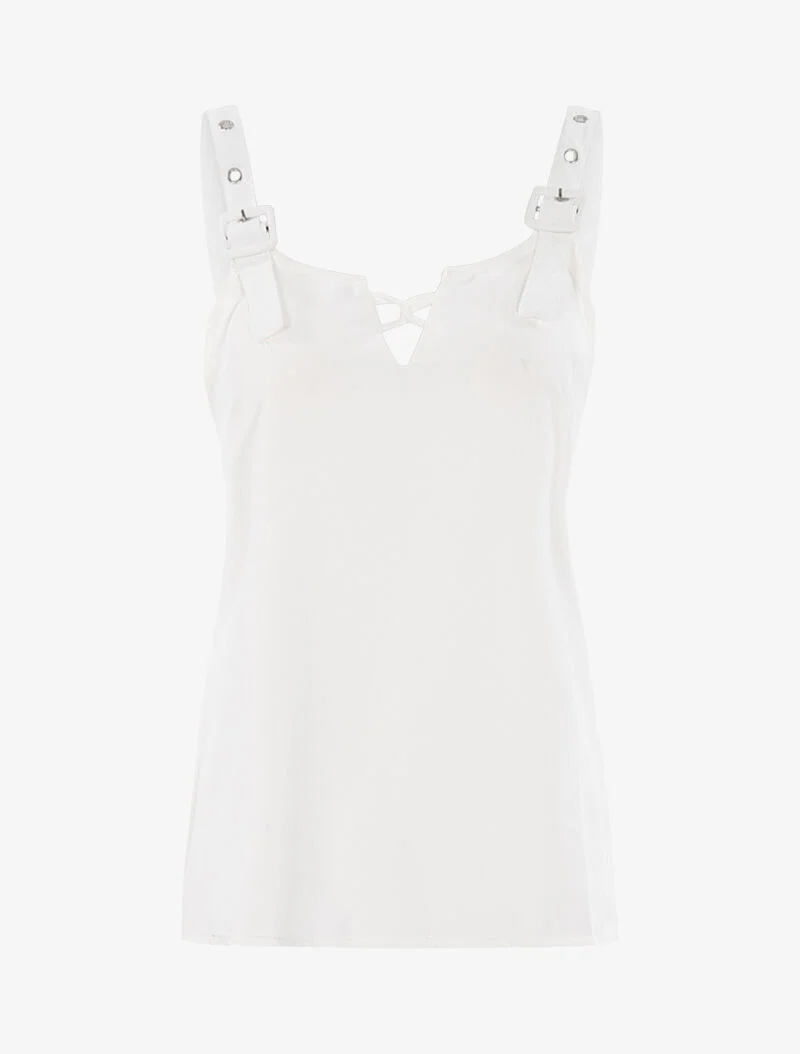 Top à bretelles stylisées - blanc